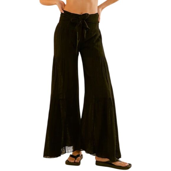 Free People Pants - Free People Black Viscose One Good Day Wide-Leg Pants XS